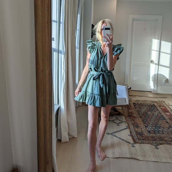 Unsubscribed Ruffle Sleeve Dress NWT Olive Daze Size Small - Picture 5 of 6